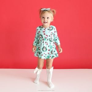 Posh Peanut x Hello Kitty® Wreath Long Sleeve Ruffled Bodysuit Dress NWT